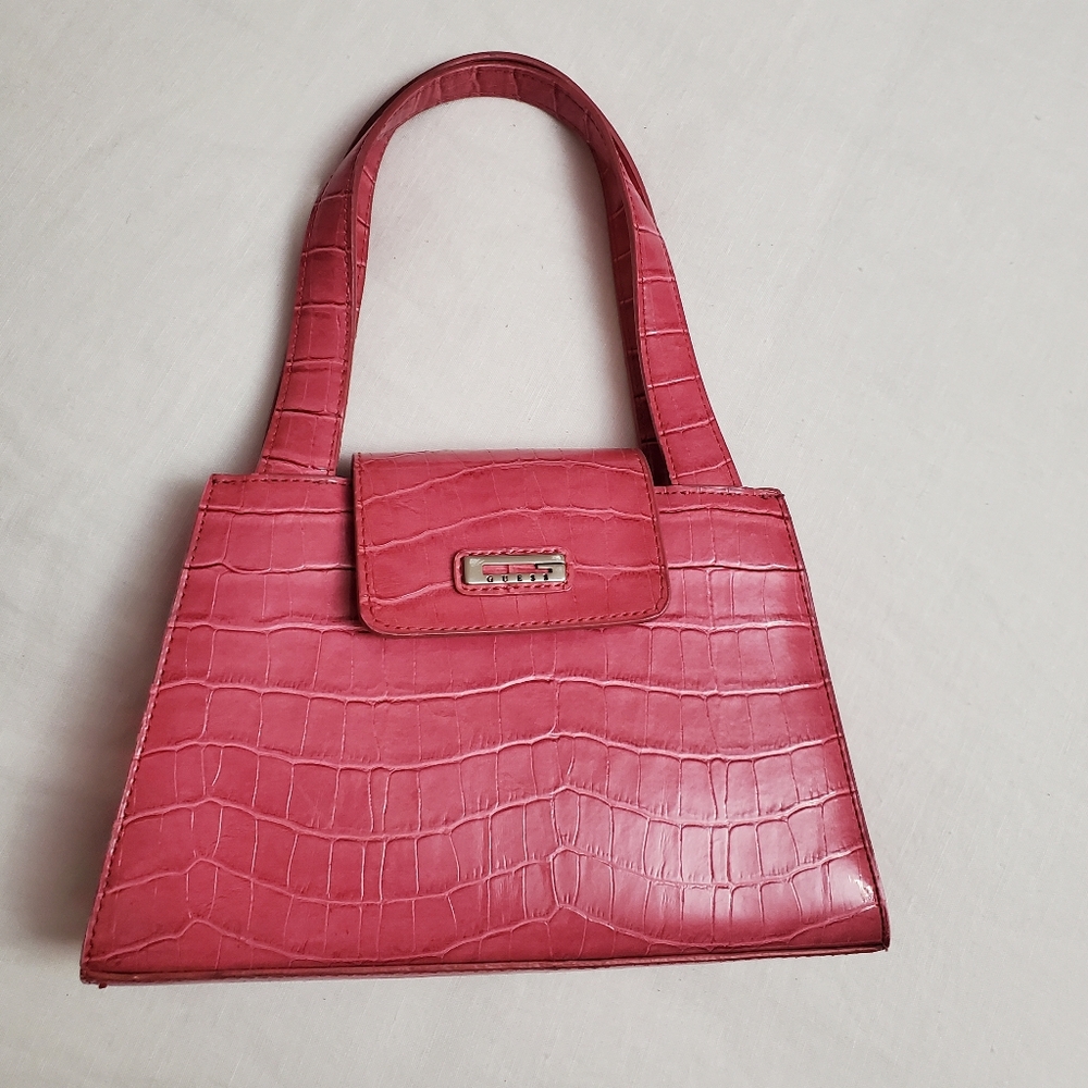 Vintage Y2K Faux Leather Barbie Pink Snake Skin Mini Handbag Retro Boho Chic